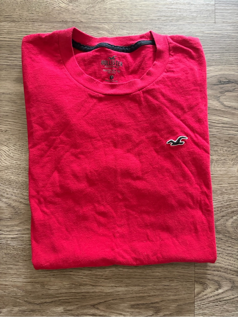 Hollister Red Crew Neck Tee with Signature Logo